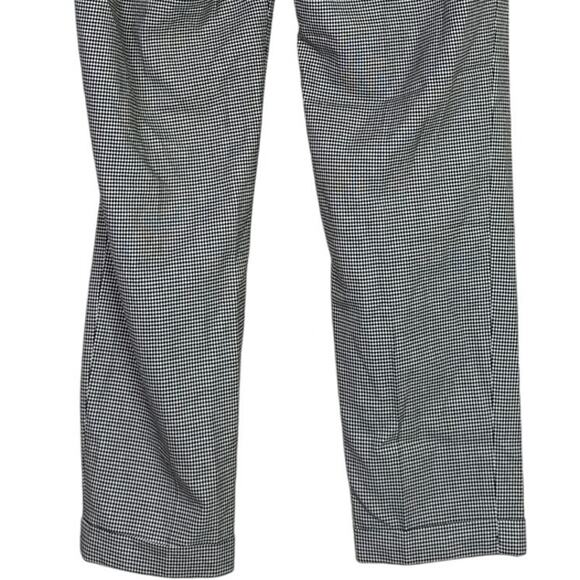 Zara Gingham Straight Leg Crop Slim Pant Ankle Fold Detail Pocket M Black White - Picture 7 of 16